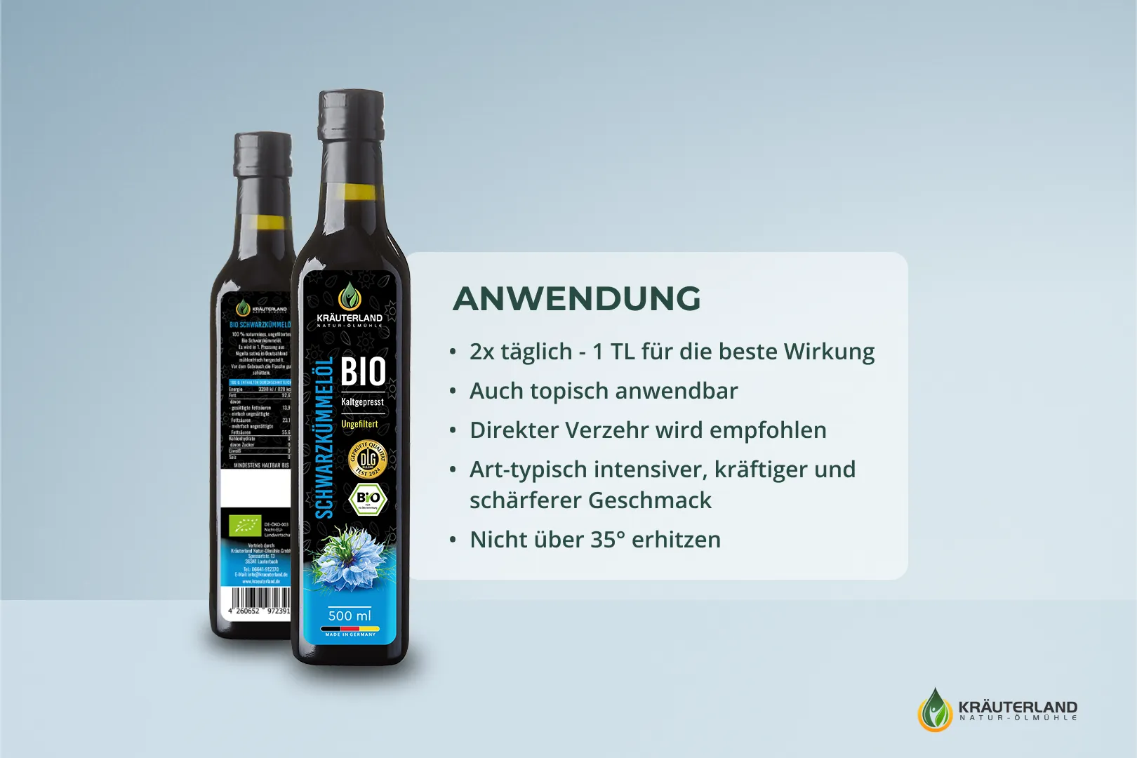 Bio Schwarzkümmelöl ungefiltert 500ml Anwendung