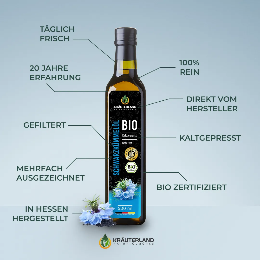 Bio Schwarzkümmelöl gefiltert 500ml Vorteile