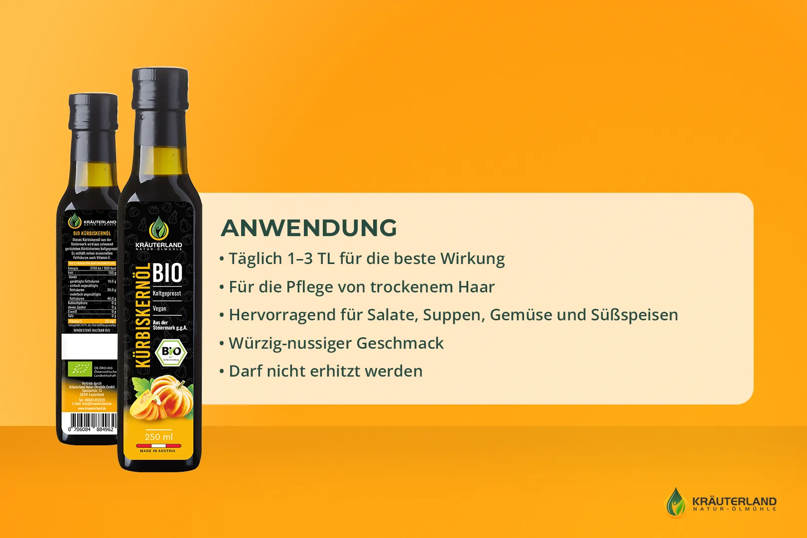 Bio Kürbiskernöl Anwendung