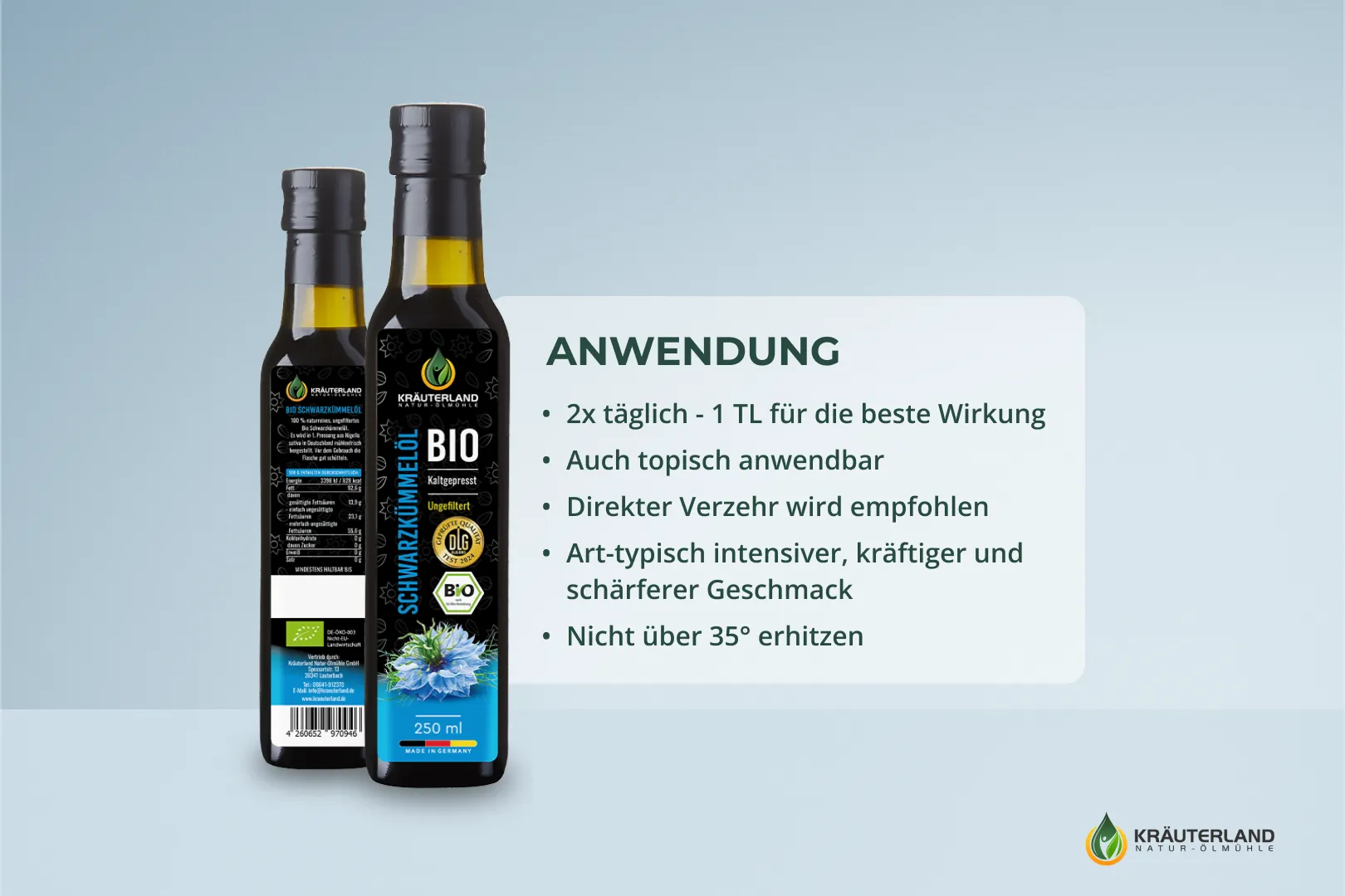 Bio Schwarzkümmelöl ungefiltert 500ml Anwendung