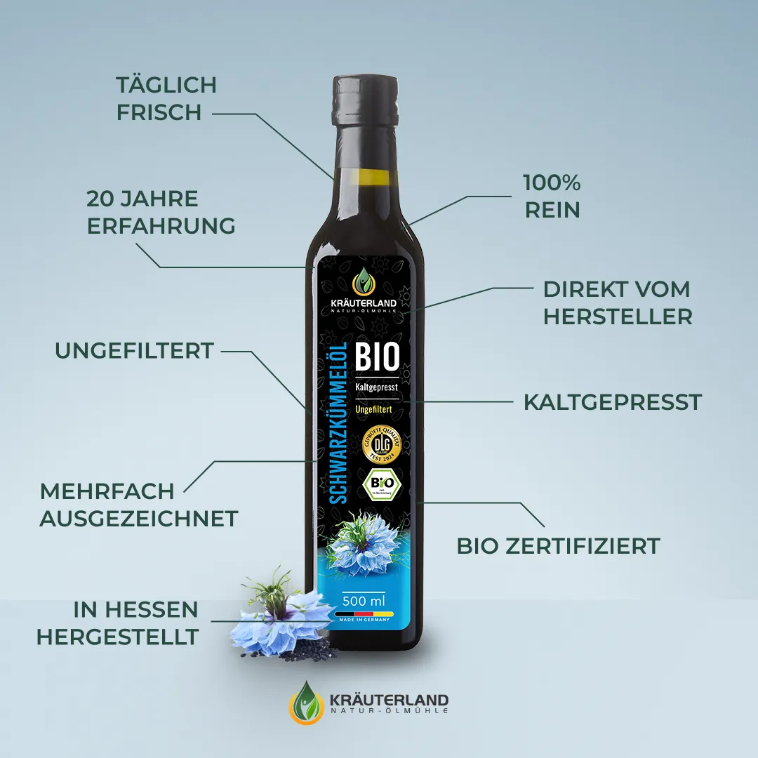 Bio Schwarzkümmelöl ungefiltert 500ml Vorteile