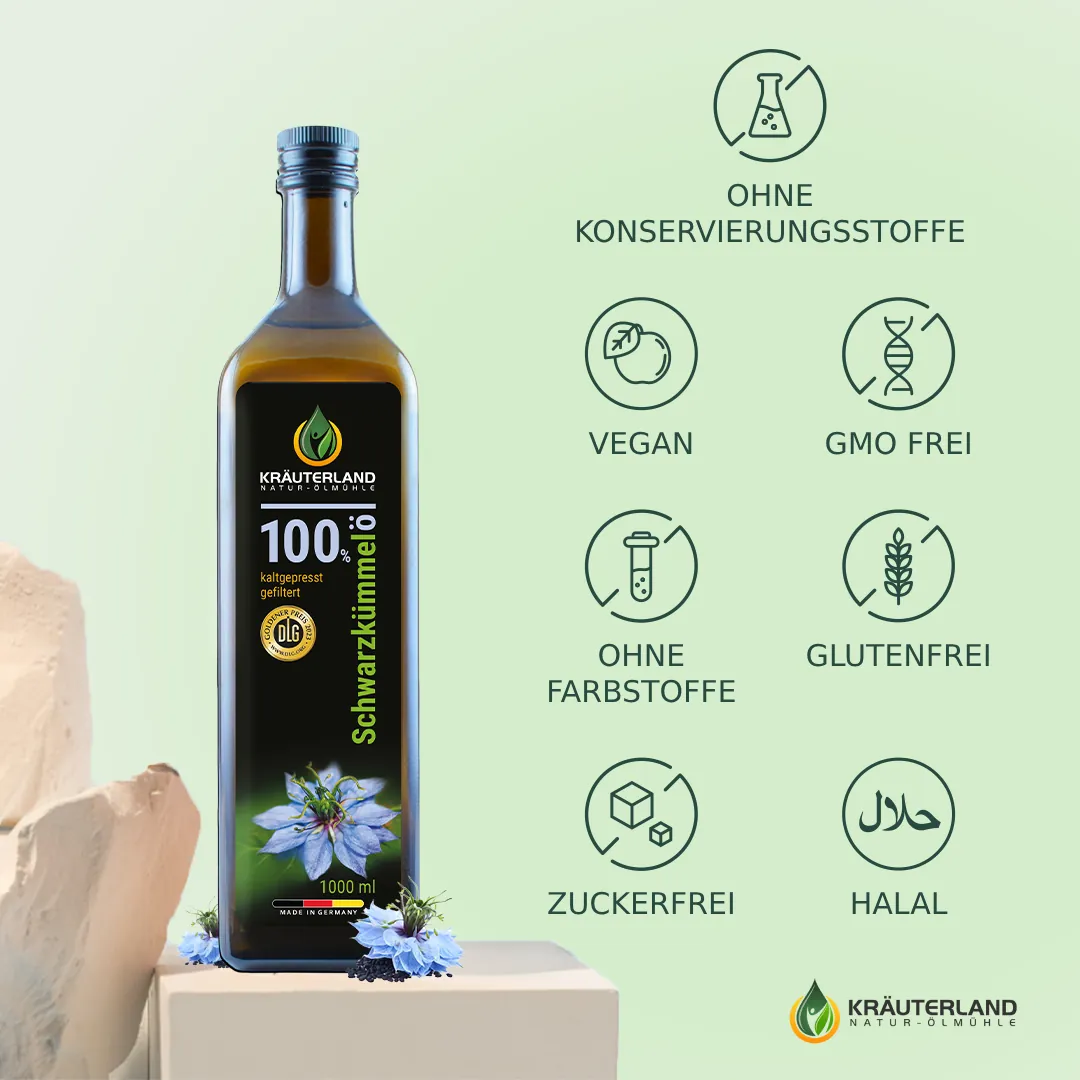 Kräuterland Schwarzkümmelöl gefiltert kaltgepresst 1000ml