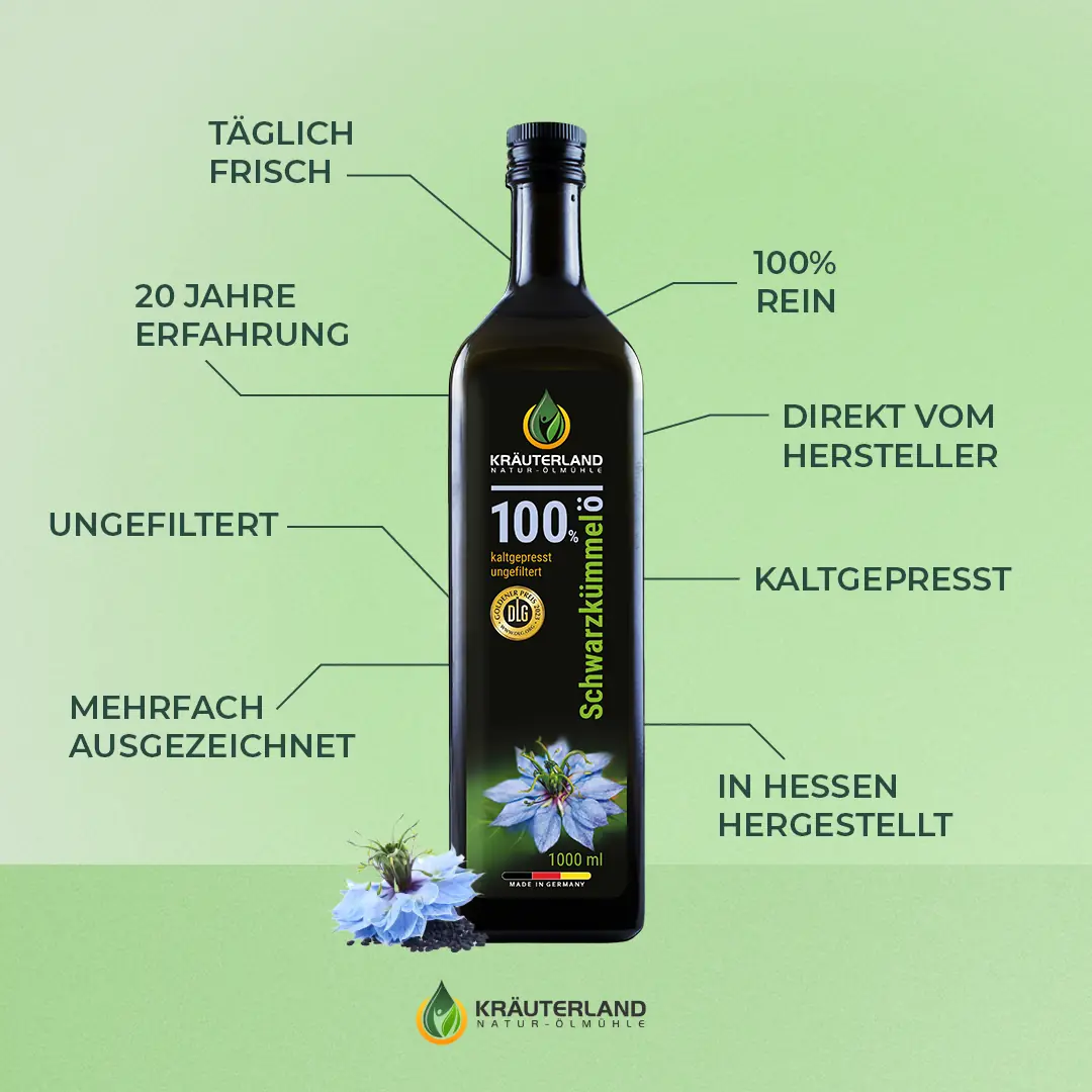 Kräuterland Schwarzkümmelöl ungefiltert 1000ml Vorteile