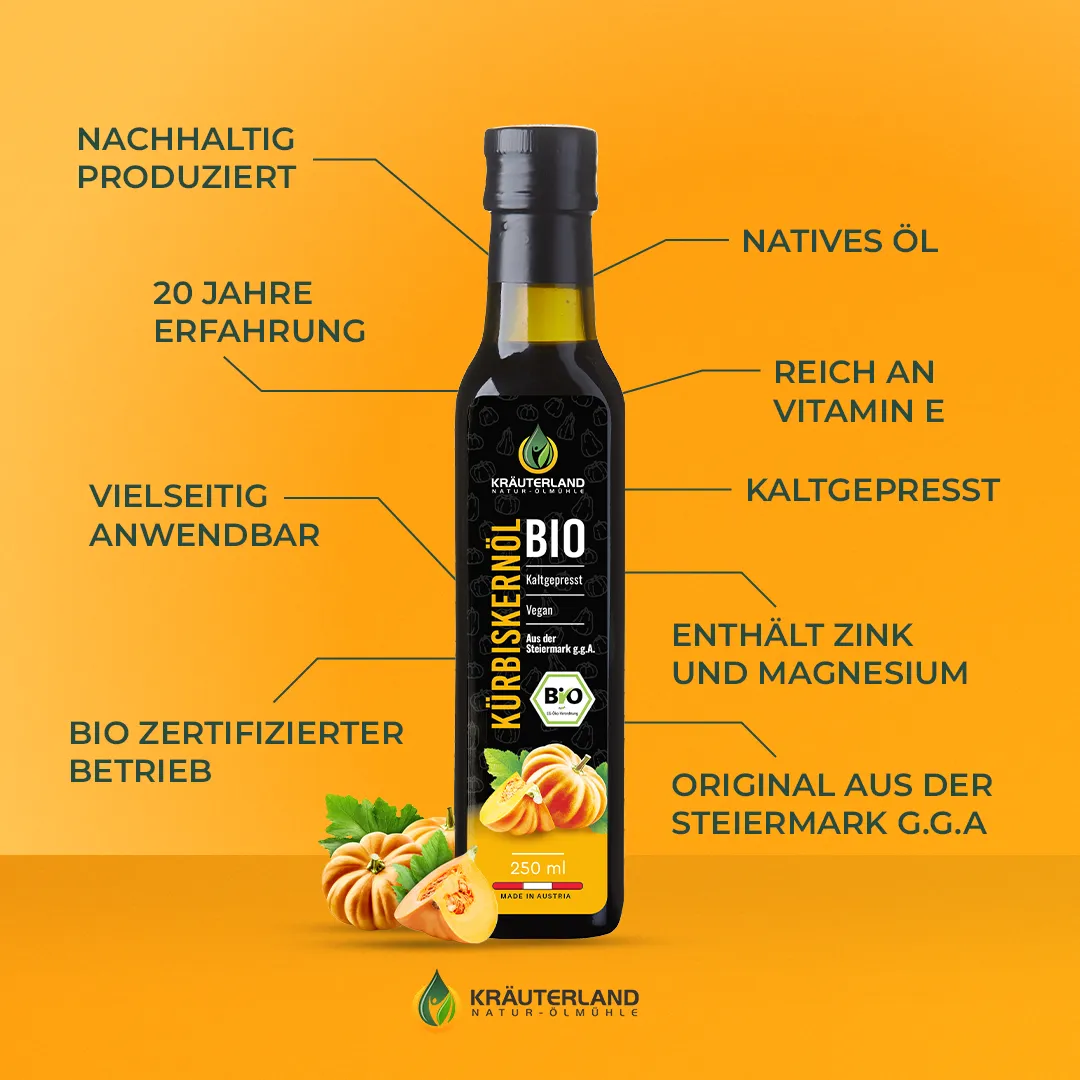 Bio Kürbiskernöl  250 ml Vorteile 