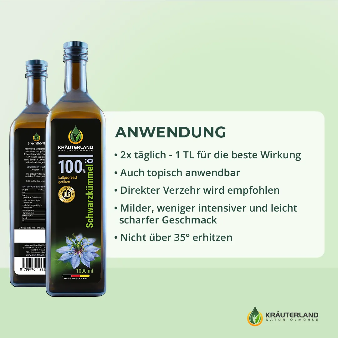 Kräuterland Schwarzkümmelöl 1000ml gefiltert Anwendung