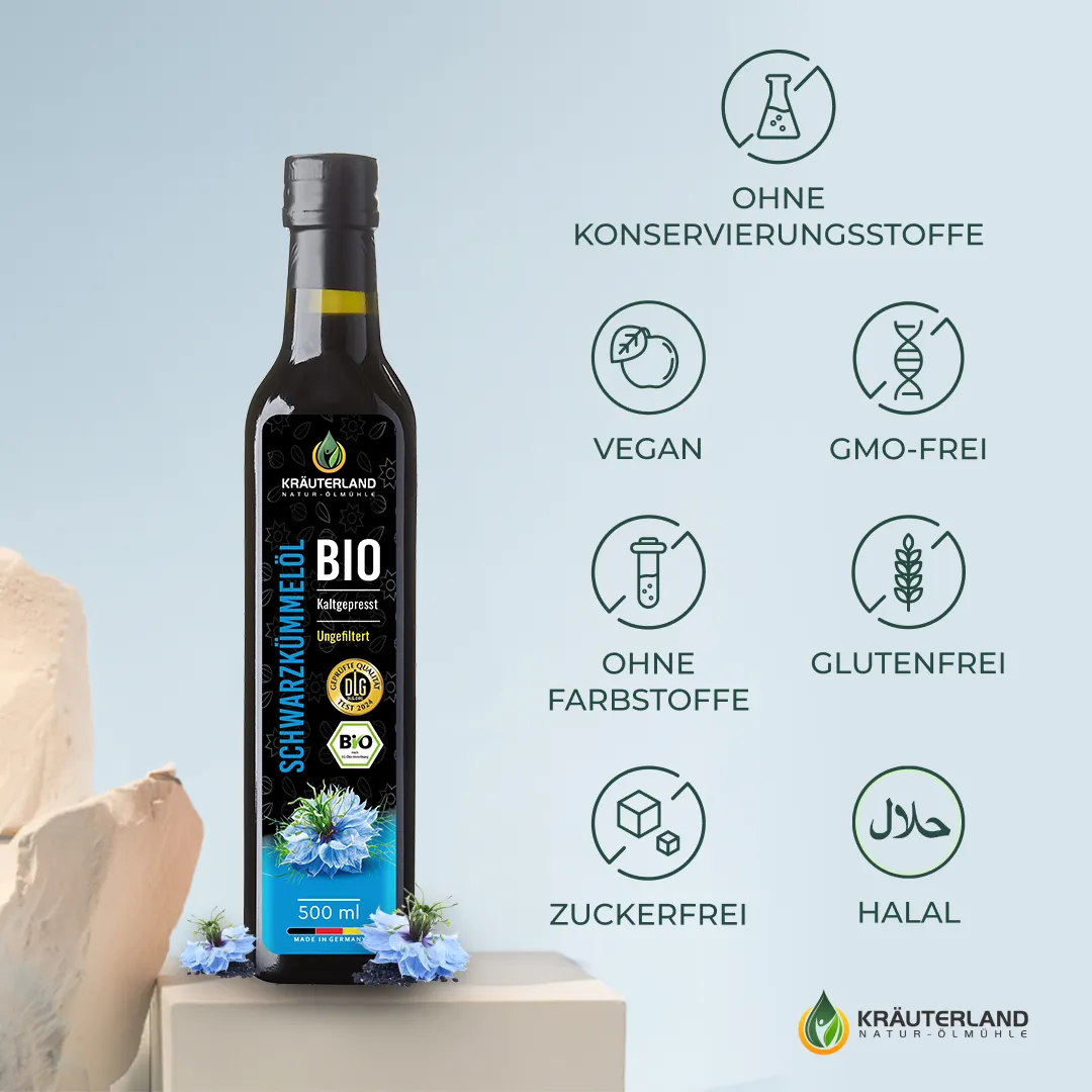 Bio Schwarzkuemmeloel 500ml ungefiltert + frei von