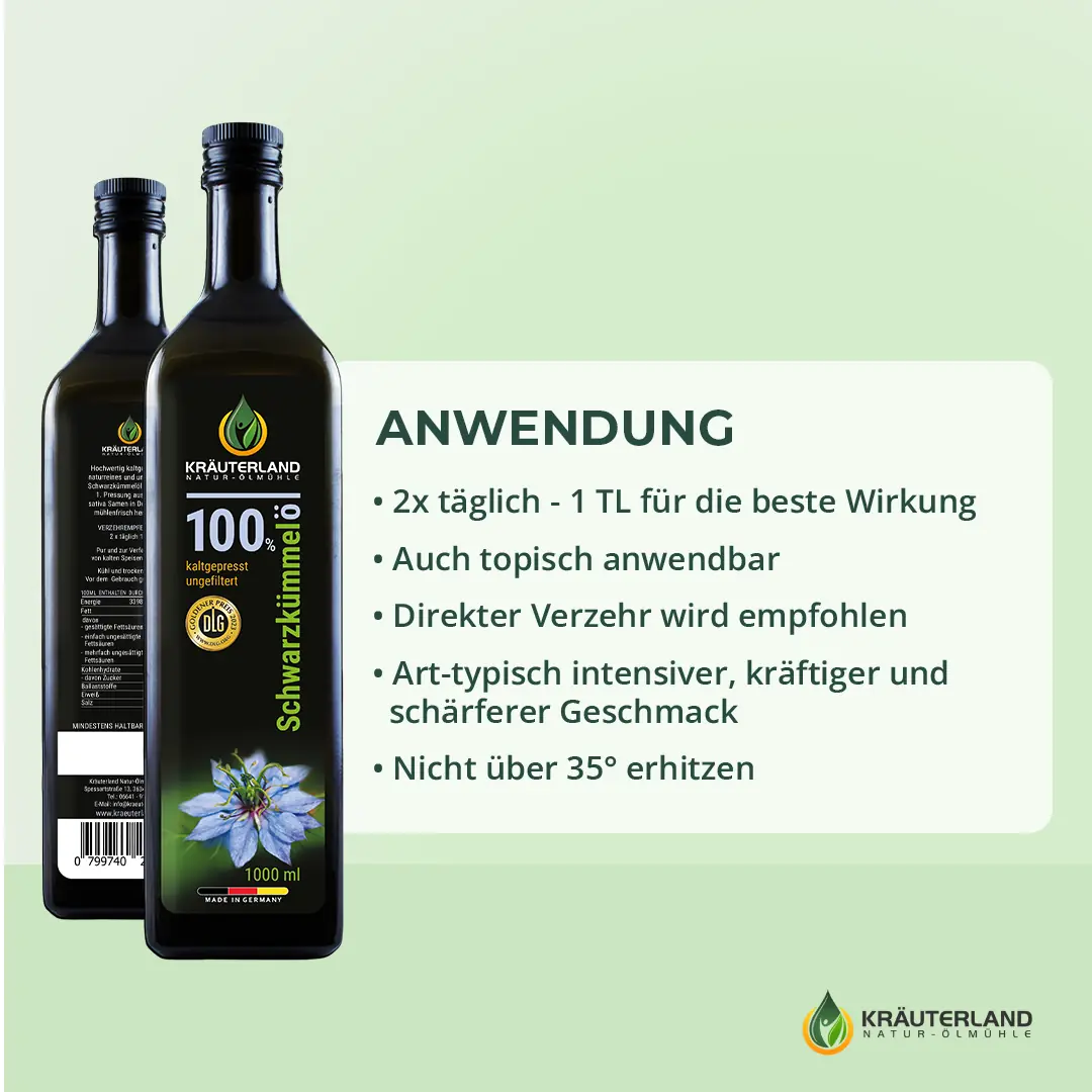 Kräuterland Schwarzkümmelöl 1000ml ungefiltert Anwendung