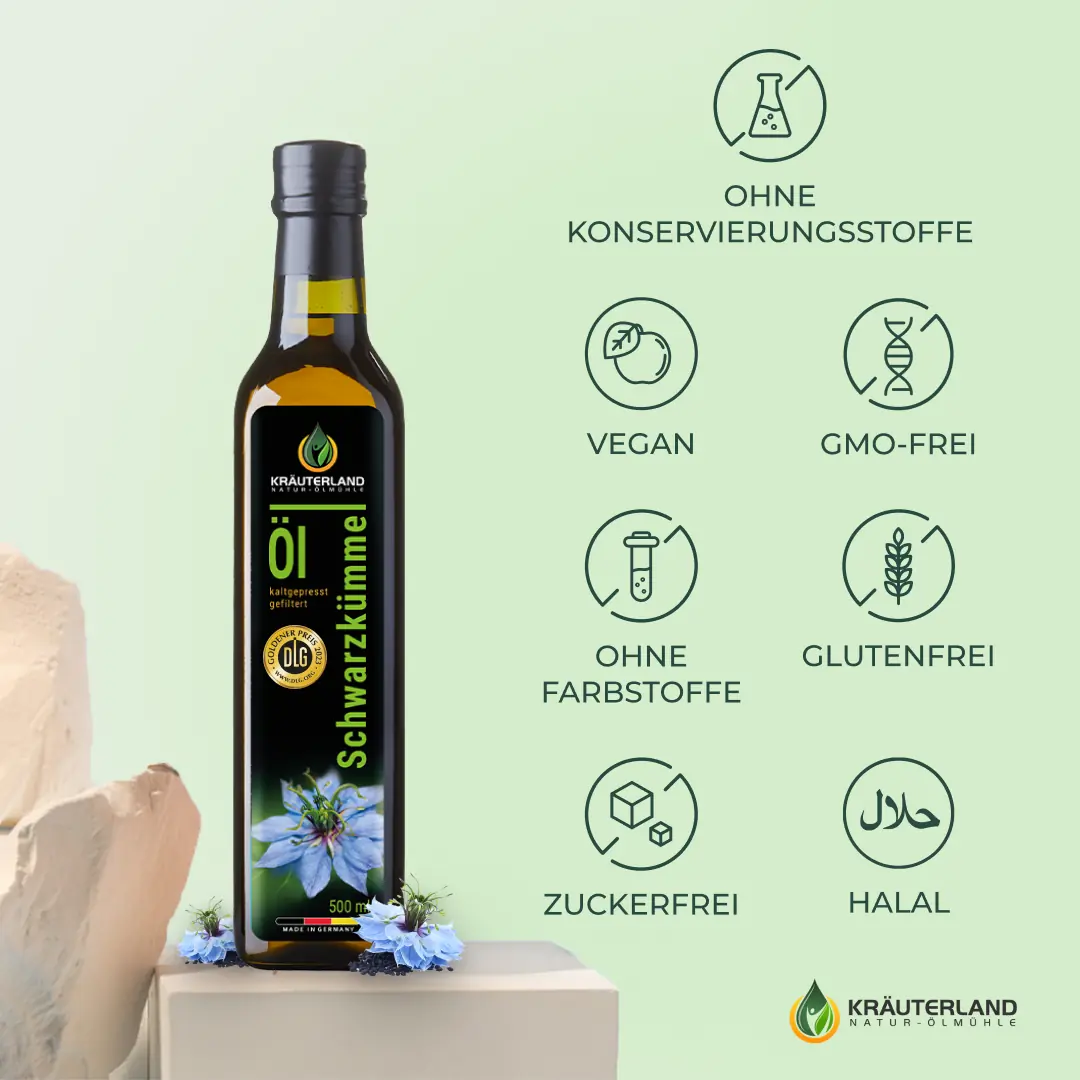 Kräuterland Schwarzkümmelöl gefiltert kaltgepresst 500ml