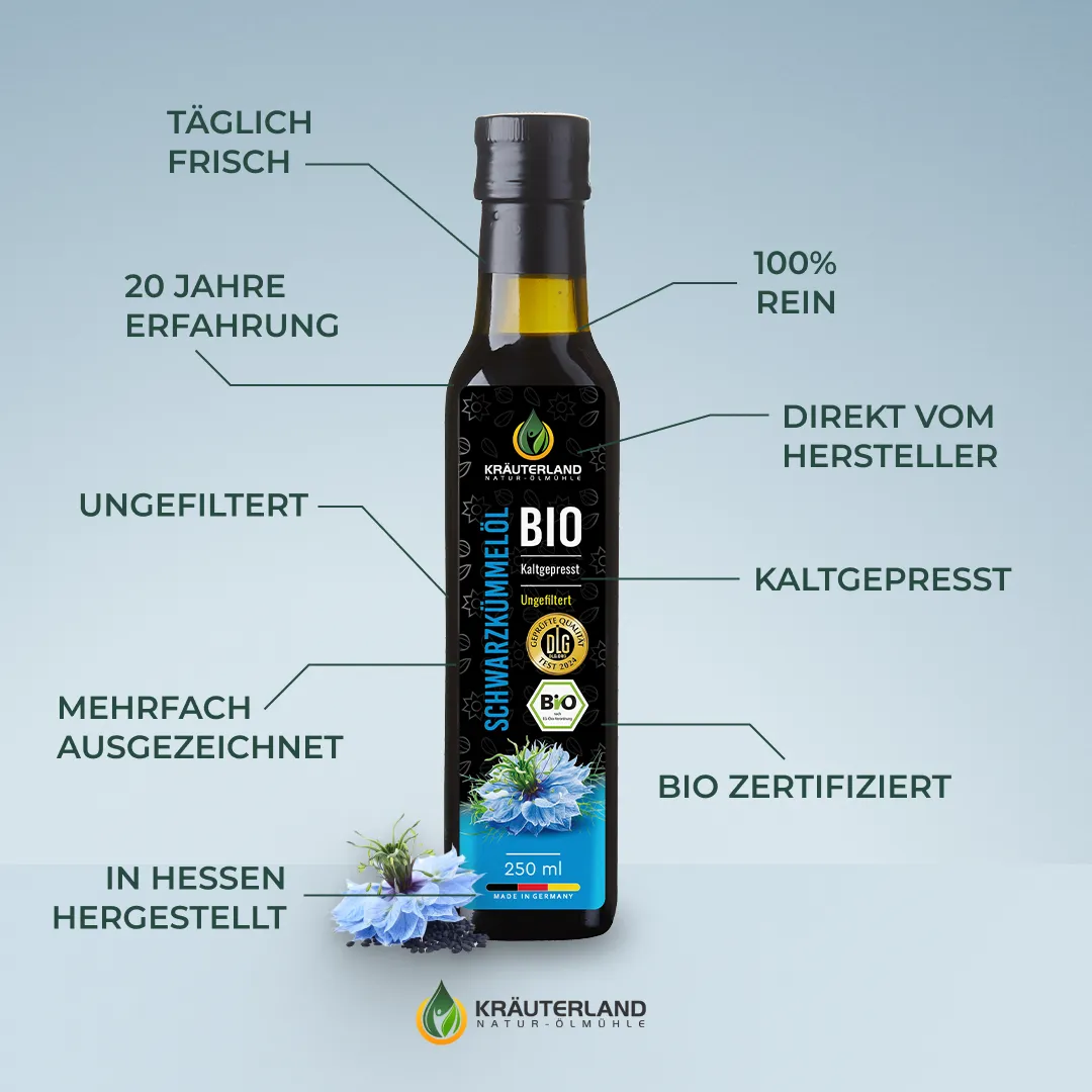 Bio Schwarzkümmelöl ungefiltert 250ml Vorteile