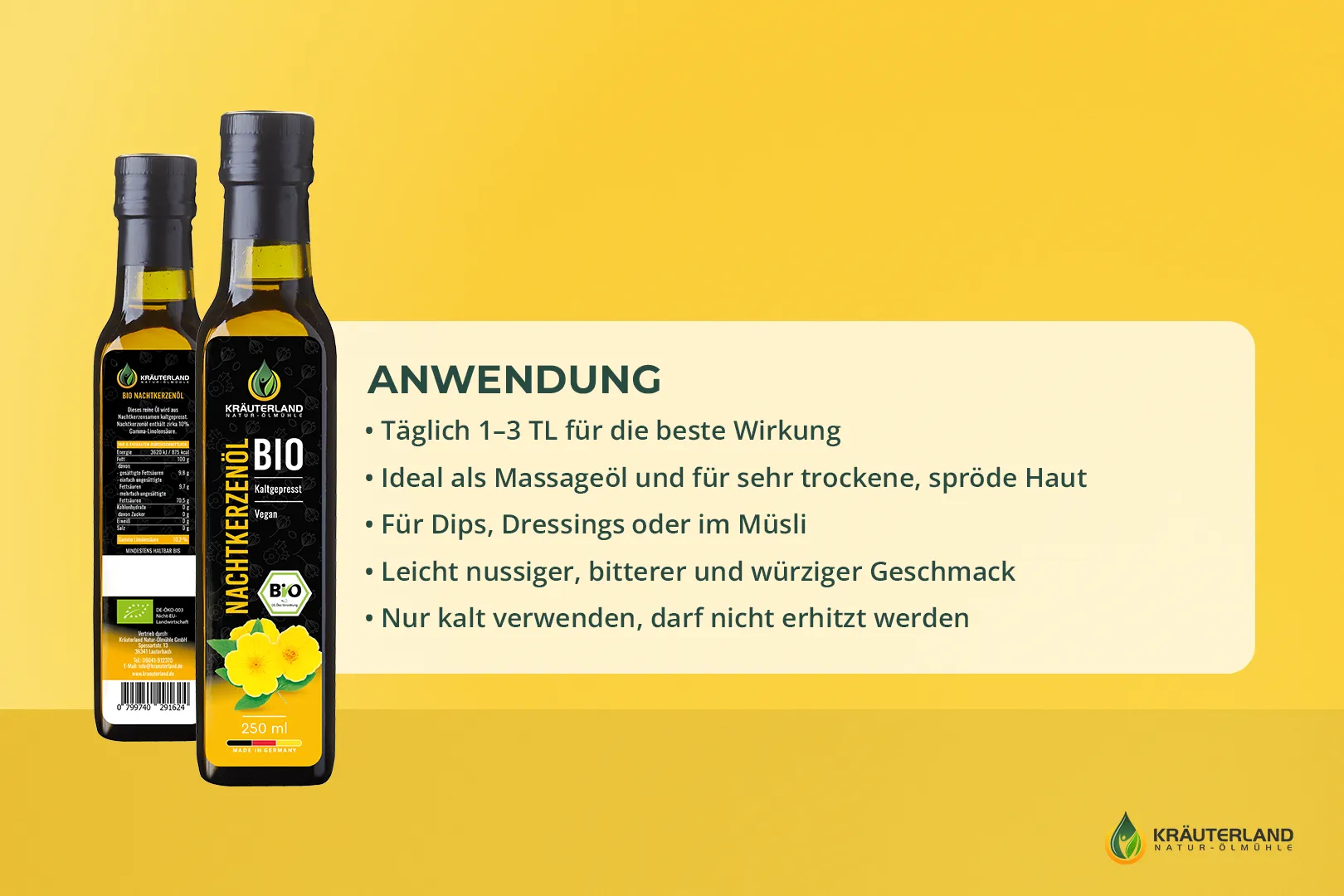 Bio Nachtkerzenöl 250 ml Anwendung